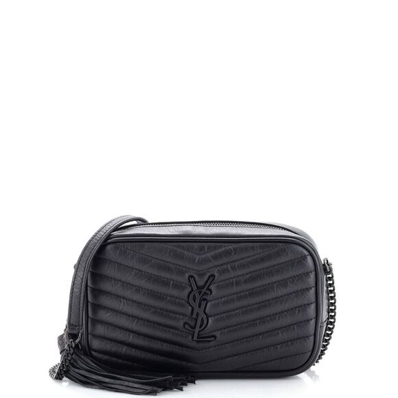 Saint Laurent Lou Camera Bag Matelasse Chevron Leather Mini Black - Picture 1 of 6